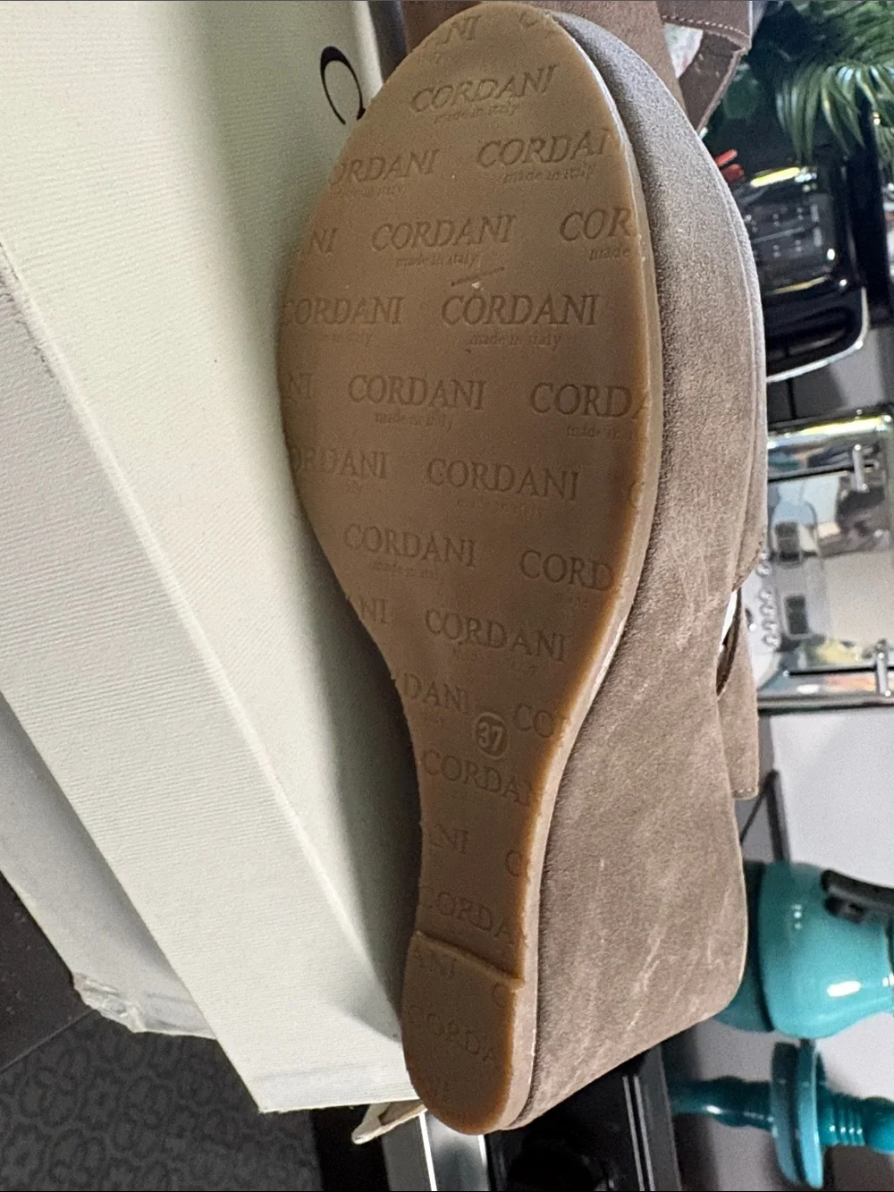 NEW Cordani Suede Taupe Wedge Slingback Heels - Women